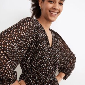 Madewell (Re)sourced Georgette Button-Front Mini Dress in Adorable Ditsy